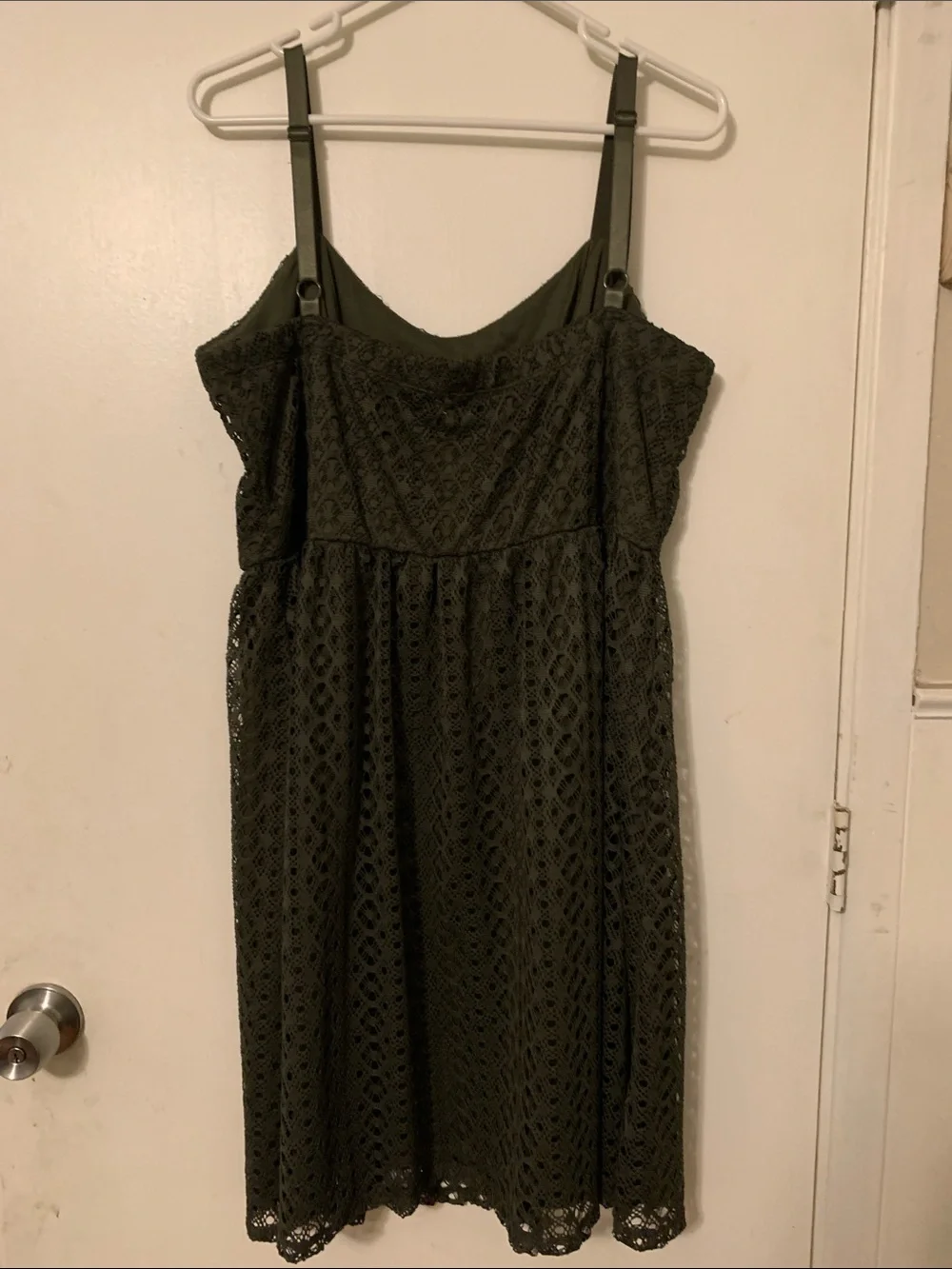 Maurices Olive Green Lace Midi Dress with Spaghetti Straps